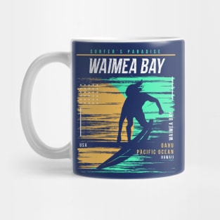 Retro Surfing Waimea Bay Oahu Hawaii // Vintage Surfer Beach // Surfer's Paradise Mug